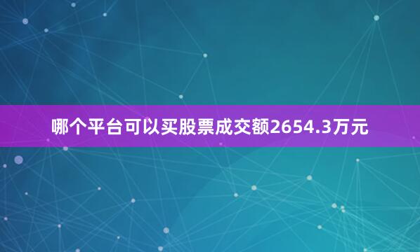 哪个平台可以买股票成交额2654.3万元